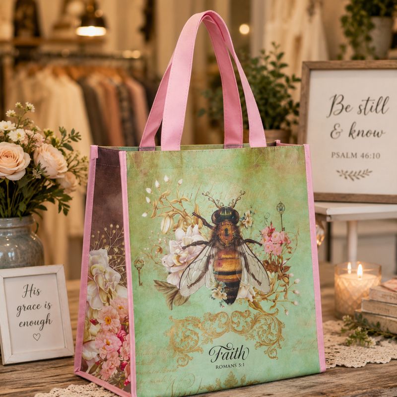 Faith Bee Large Reusable Shopping Tote
