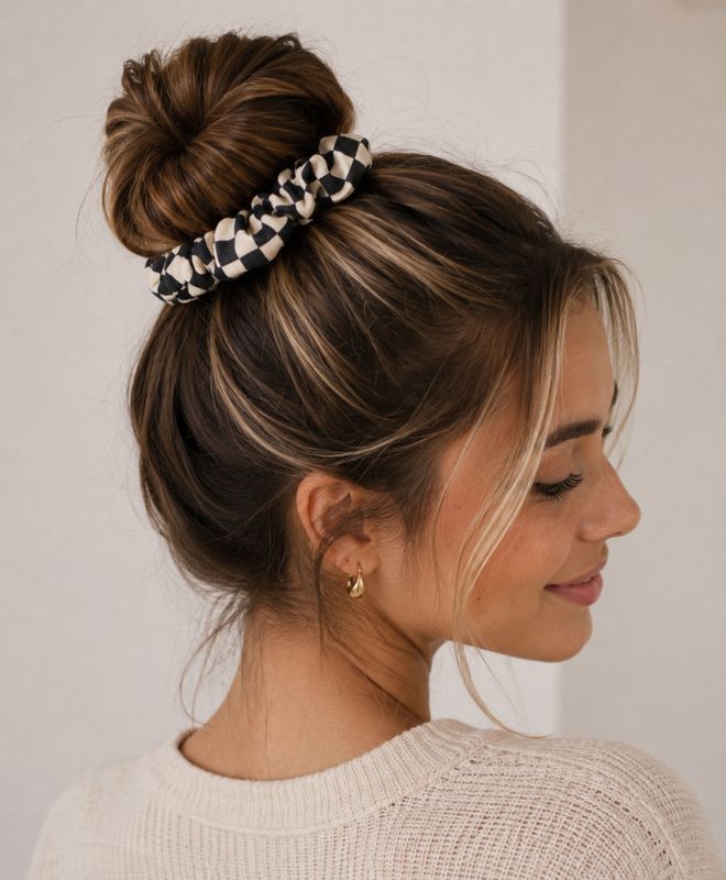 Checkered Retro Hair Scrunchie