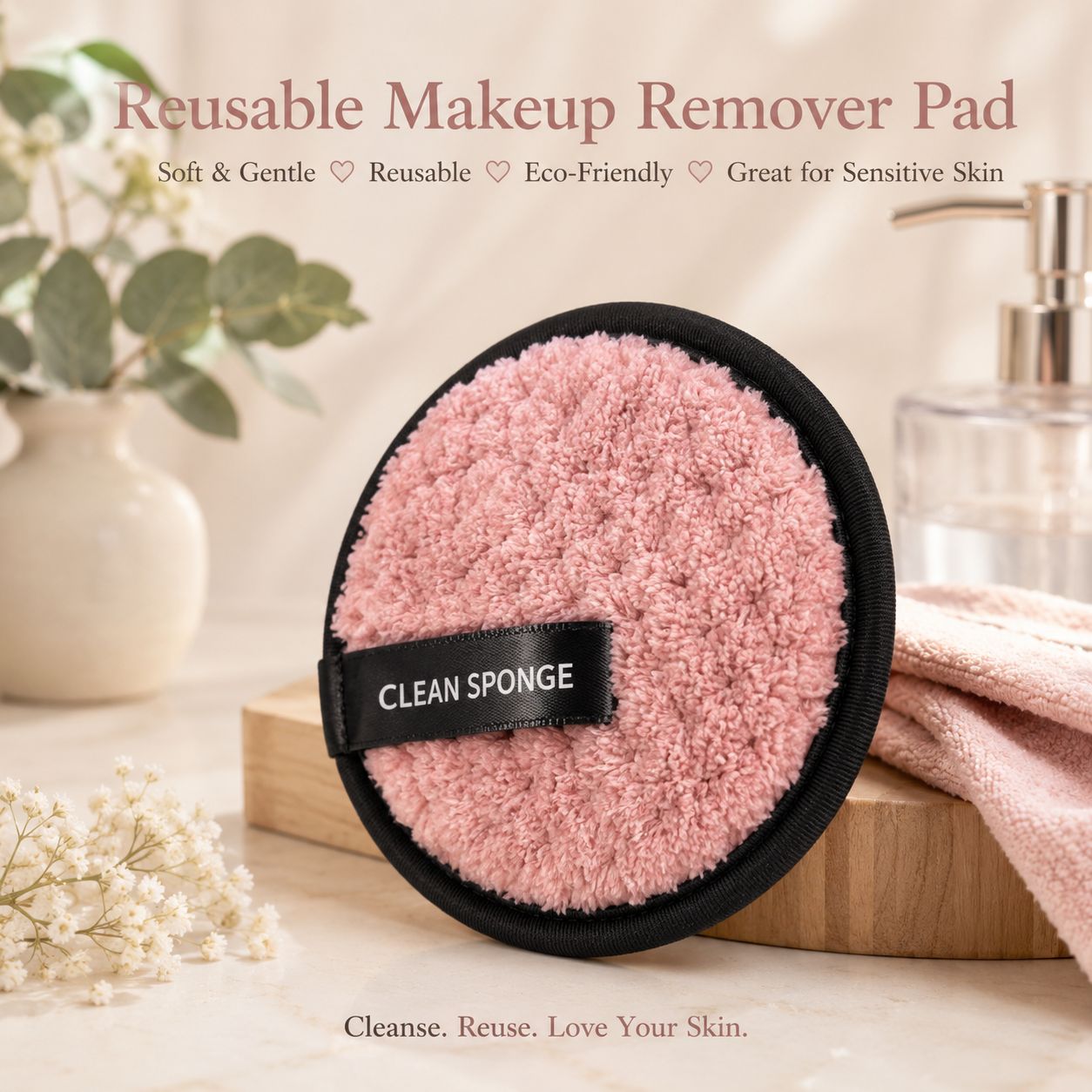 XL Makeup Remover Eco Friendly Cleansing Pad - Gentle &amp; Reusable