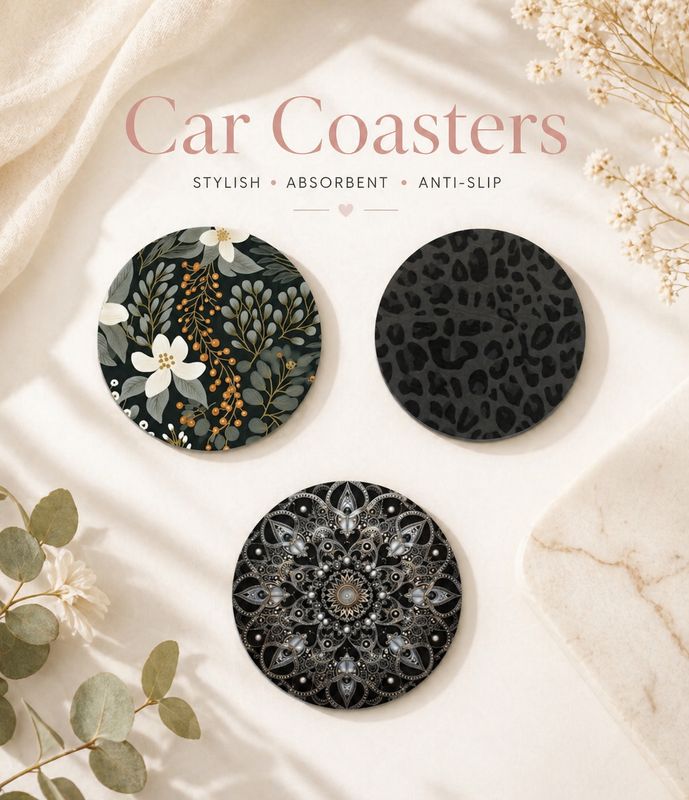 Neoprene Boho Car Coasters