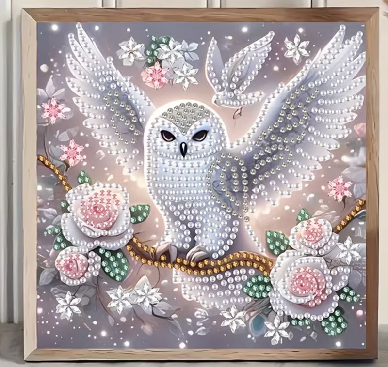 5D Diamond Painting Owl &amp; Roses