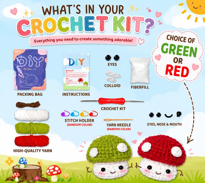 Merry Mushroom Crochet Kit