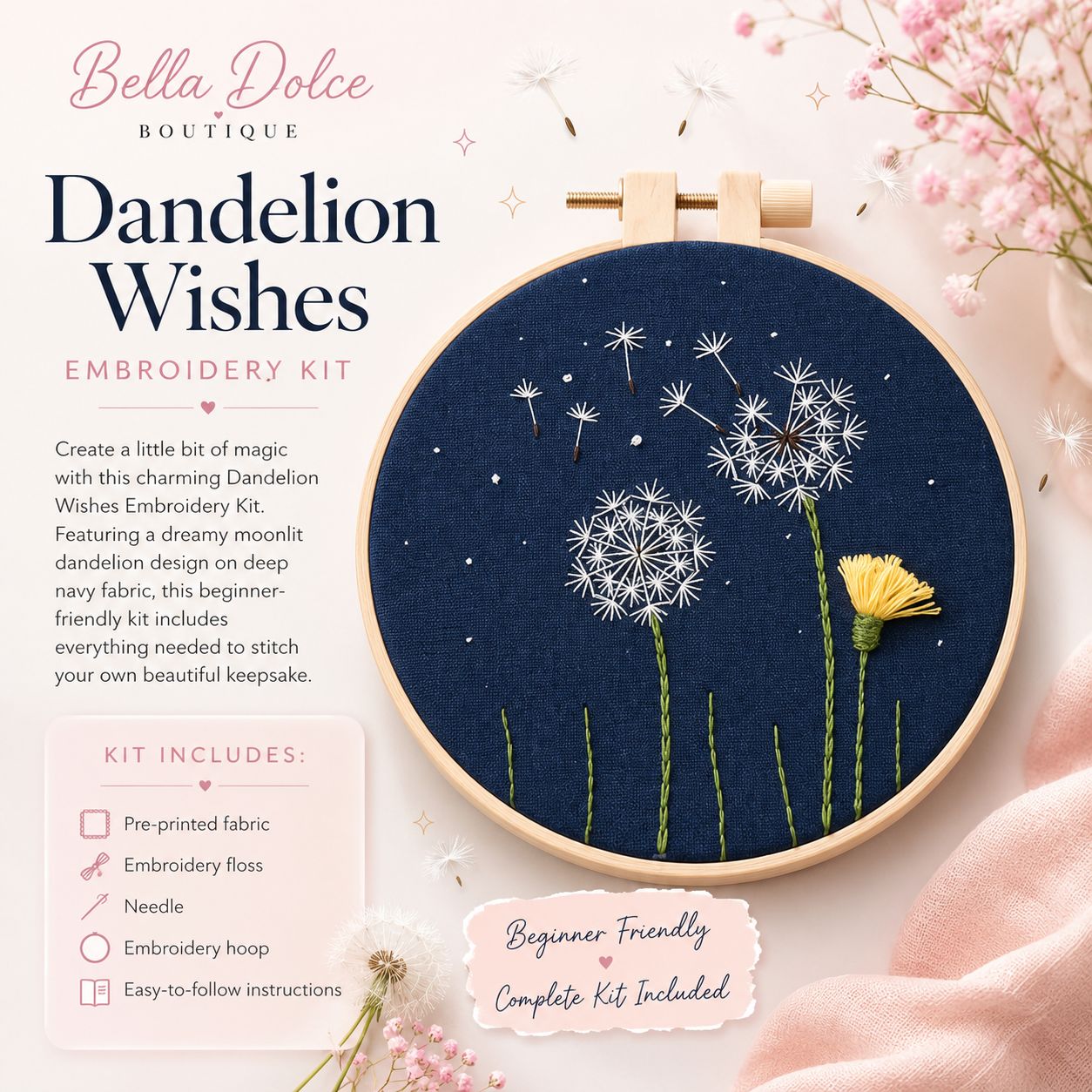 Dandelion Wishes Embroidery Kit