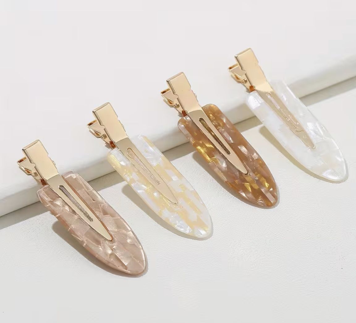 Golden Creaseless Acetate Hair Clips