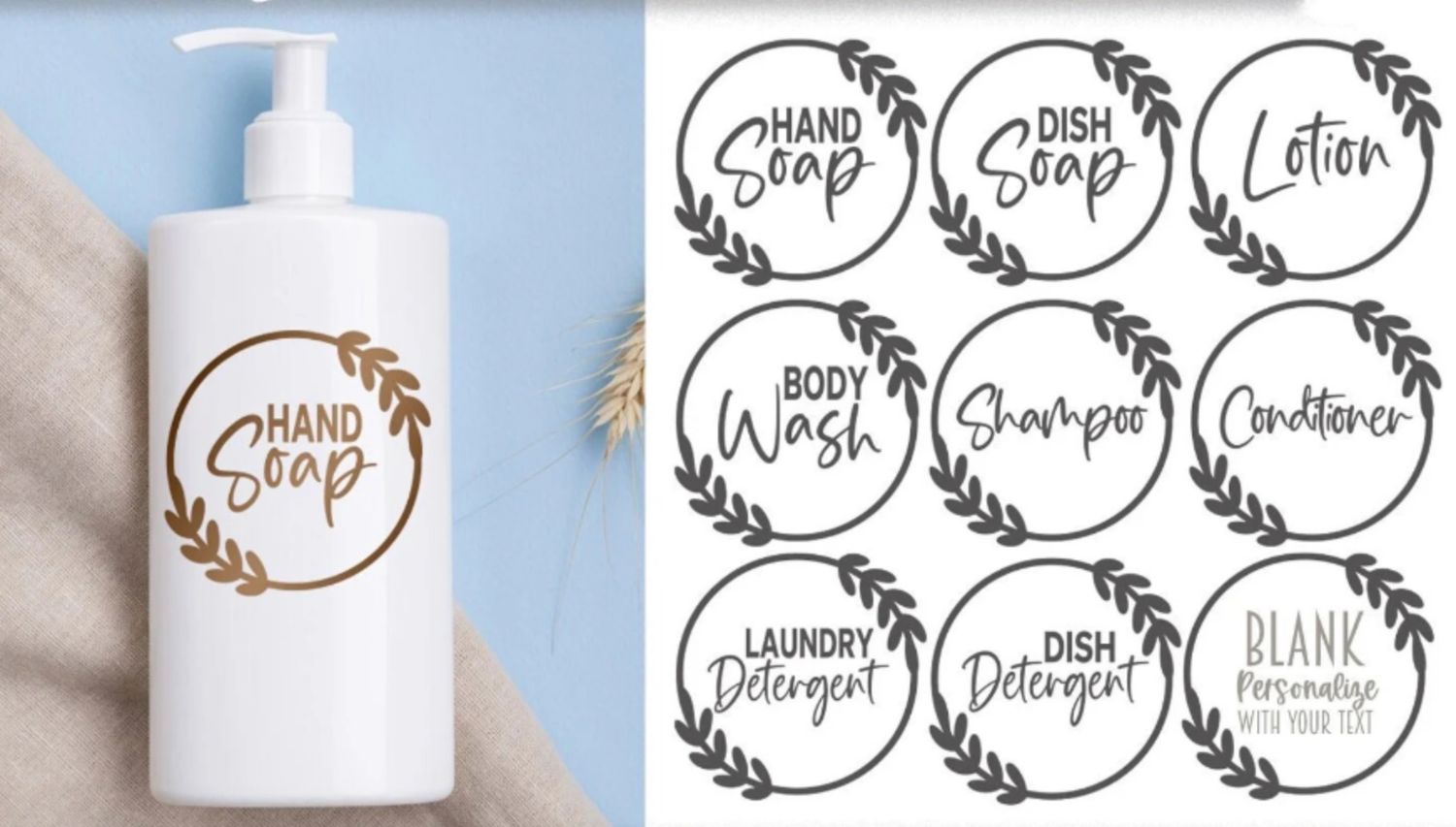 Set Of 9 Permanent Vinyl Botanical Soap Labels