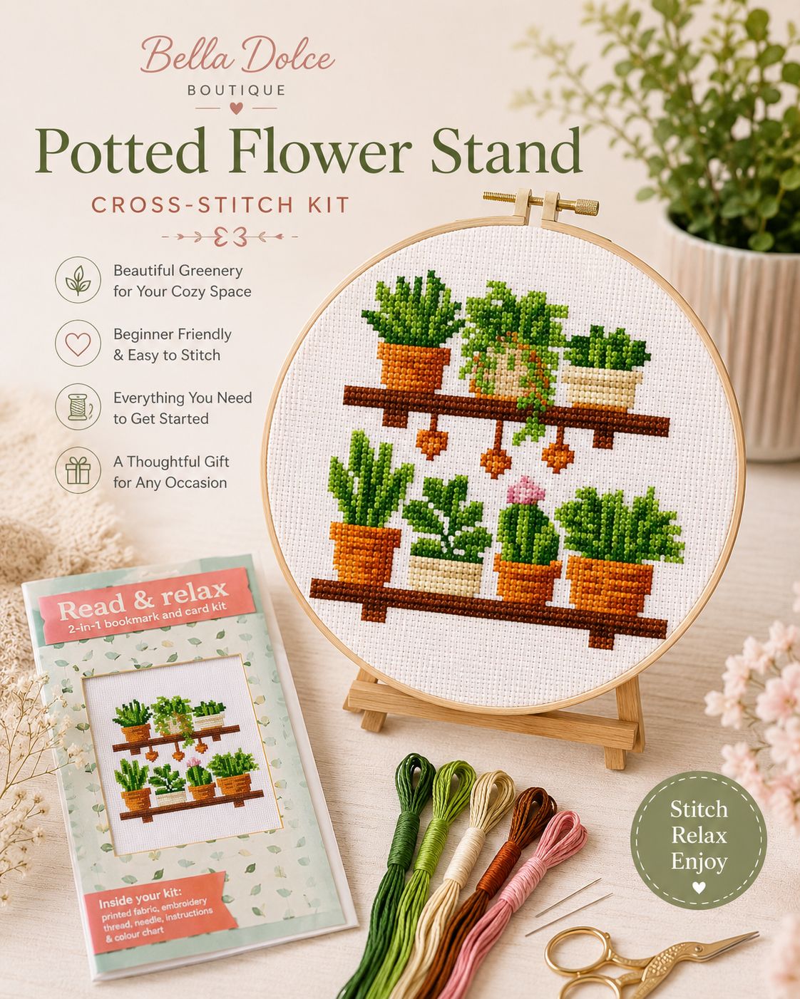 Botanical Shelf Cross Stitch Kit