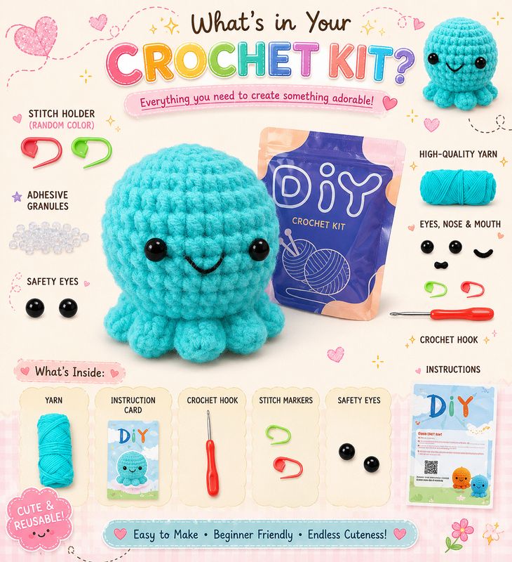 DIY Crochet Kit | Turquoise Octopus