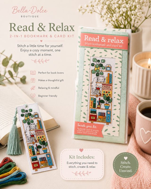 DIY Read &amp; Relax Cross Stitch Bookmark Kit