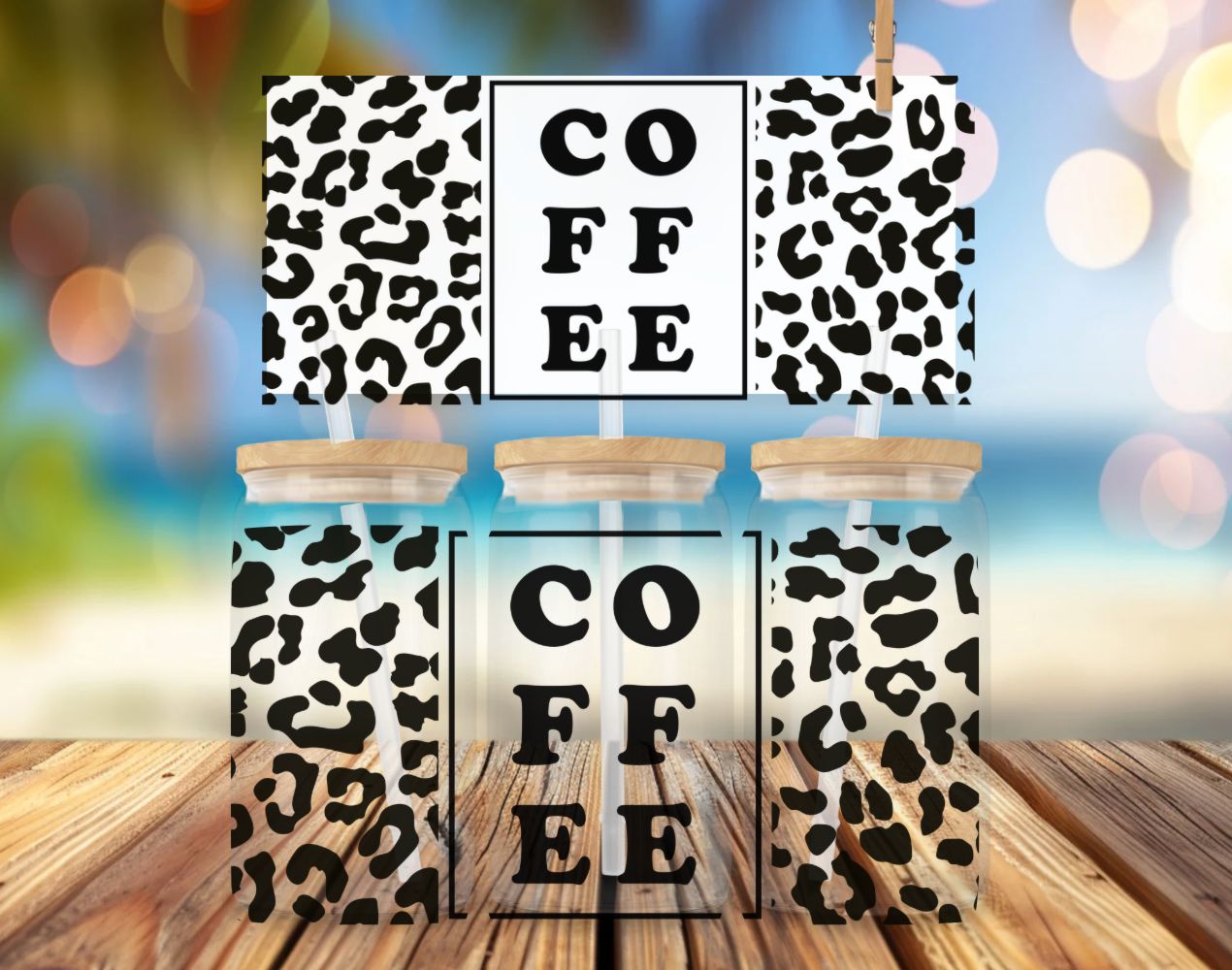 Libbey Glass Can Vinyl Wrap - Cheetah Coffee