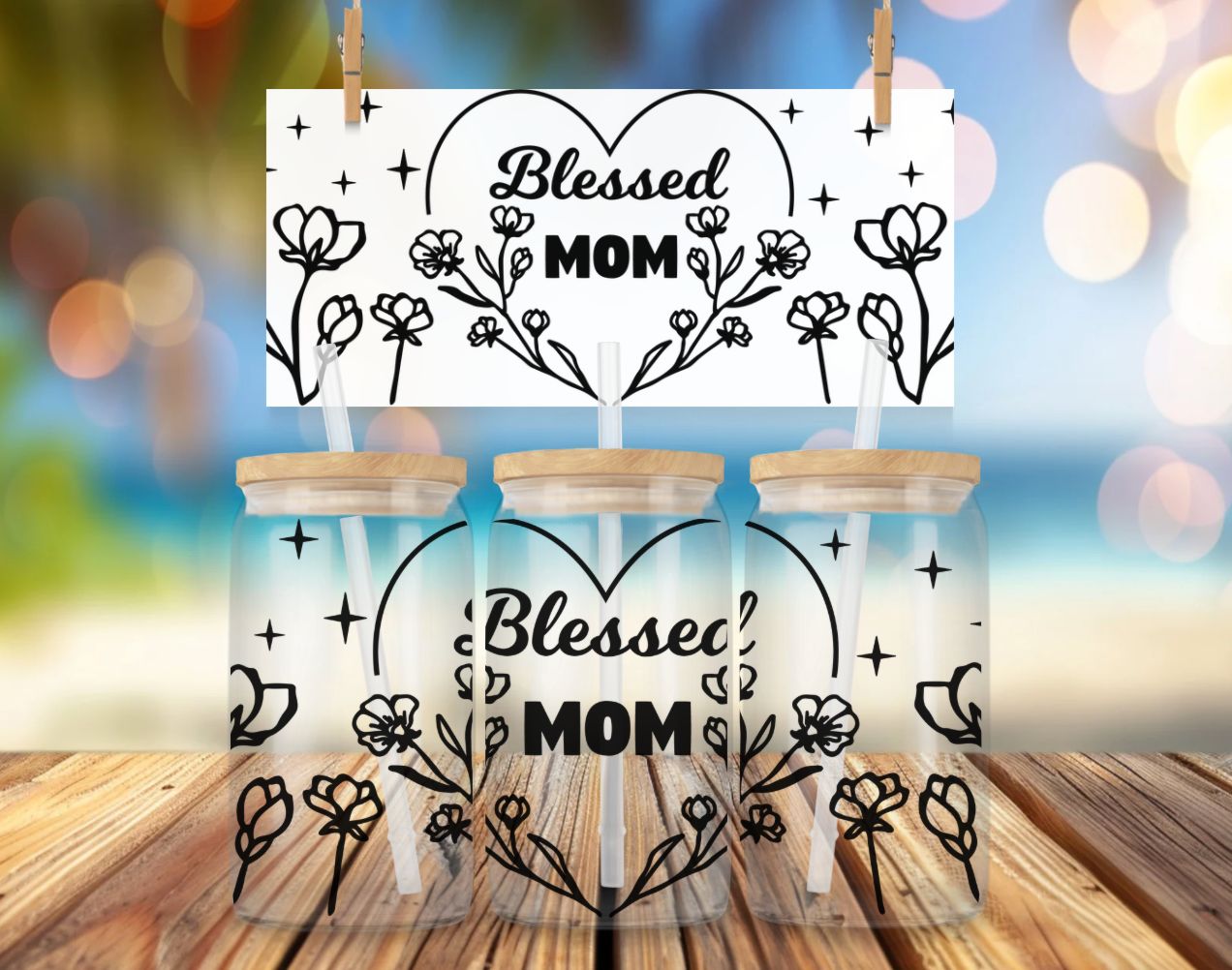 Libbey Glass Can Vinyl Wrap - Blessed Mom