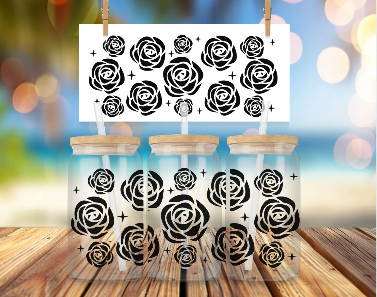 Libbey Glass Can Vinyl Wrap - Roses