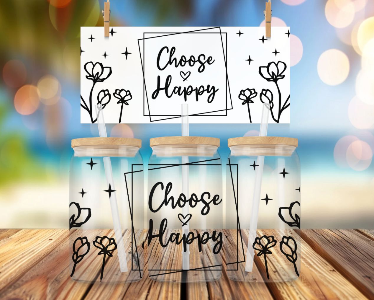 Libbey Glass Can Vinyl Wrap - Choose Happy