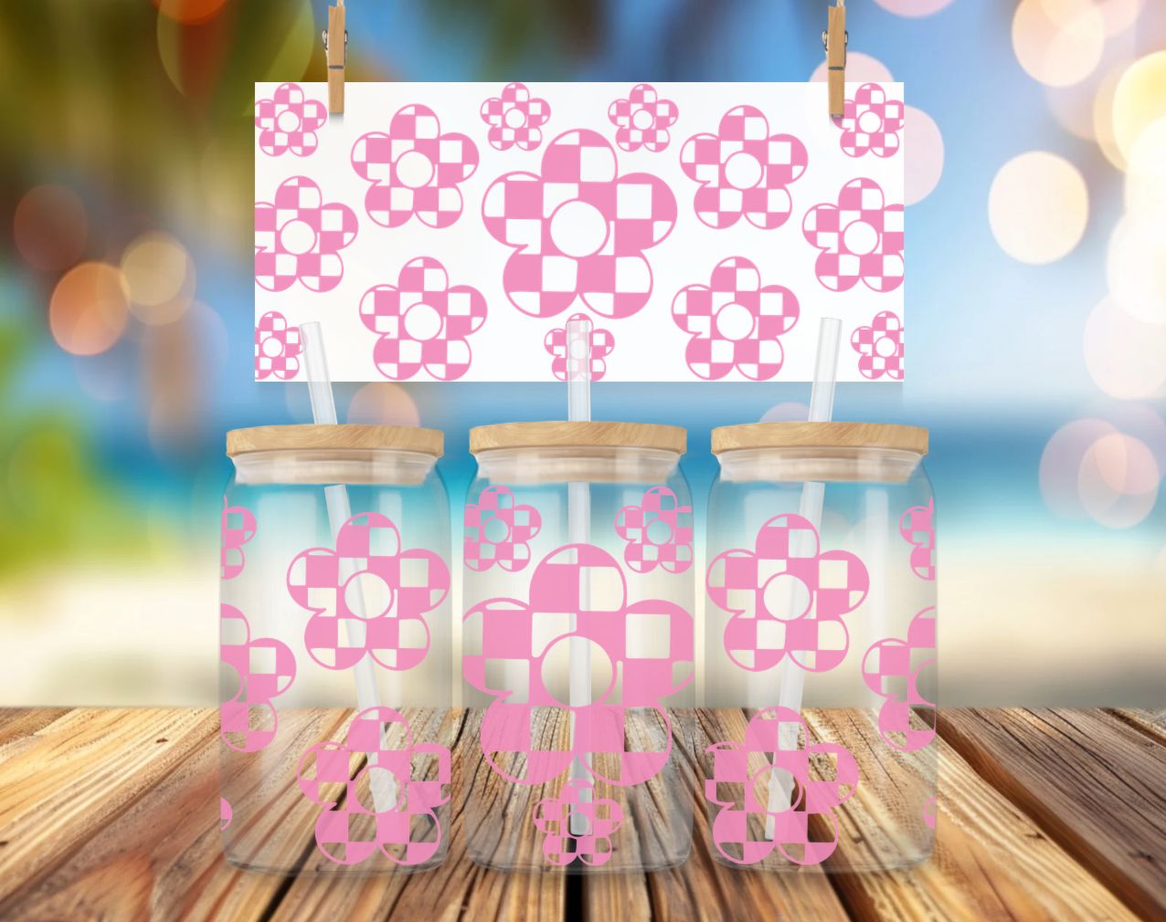 Libbey Glass Can Vinyl Wrap - Retro Flowers