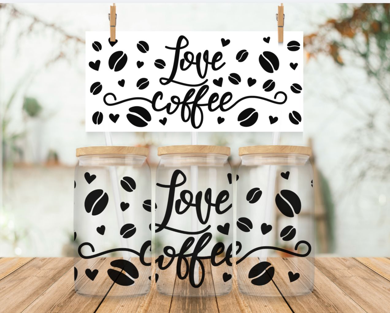 Libbey Glass Can Vinyl Wrap - Love Coffee