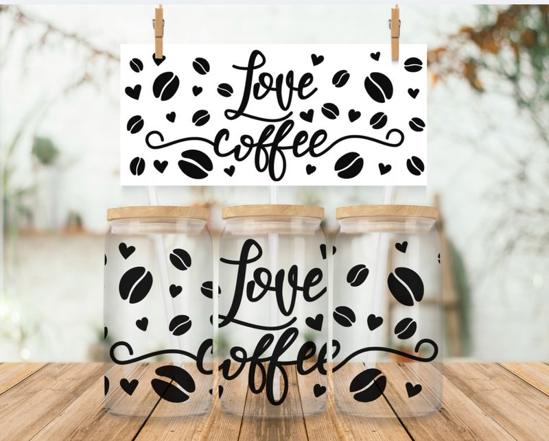Libbey Glass Can Vinyl Wrap - Love Coffee