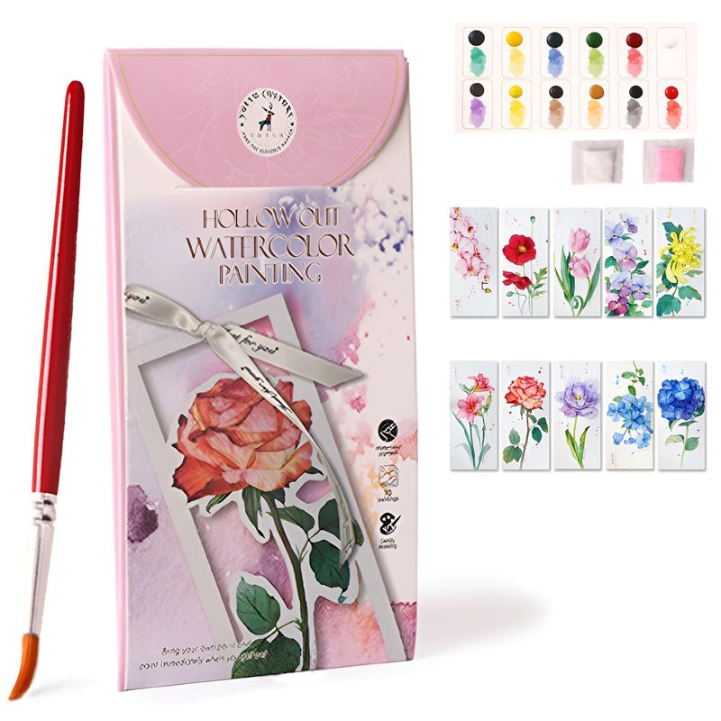 Watercolor 10 Piece Bookmark Kit - Floral