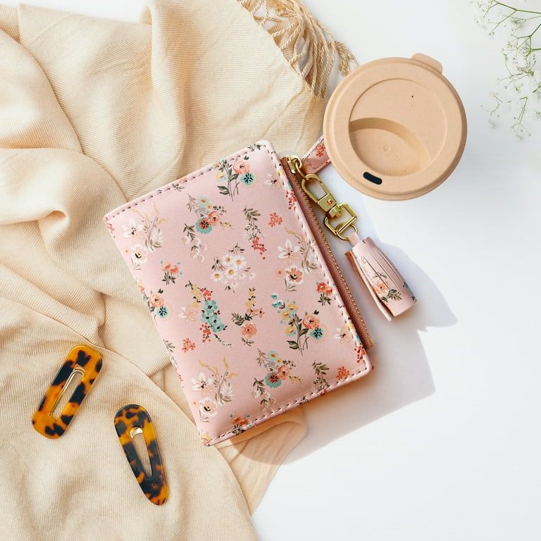 Pink Floral Tassel Small Wallet