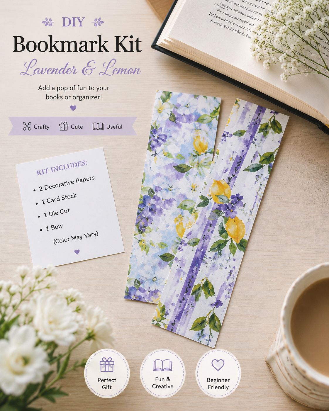 DIY Bookmark Kit - Lavender &amp; Lemon