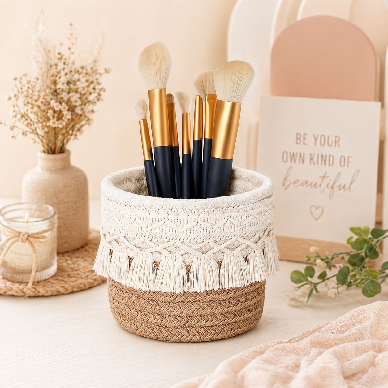 Boho Macrame Brush Holder