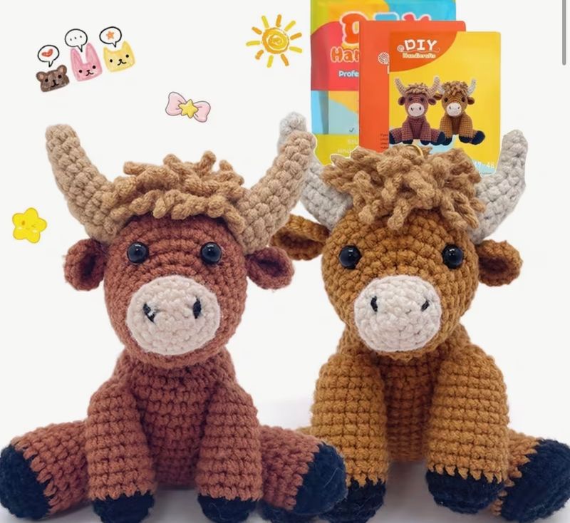 DIY Highland Cow Twins Crochet Kit