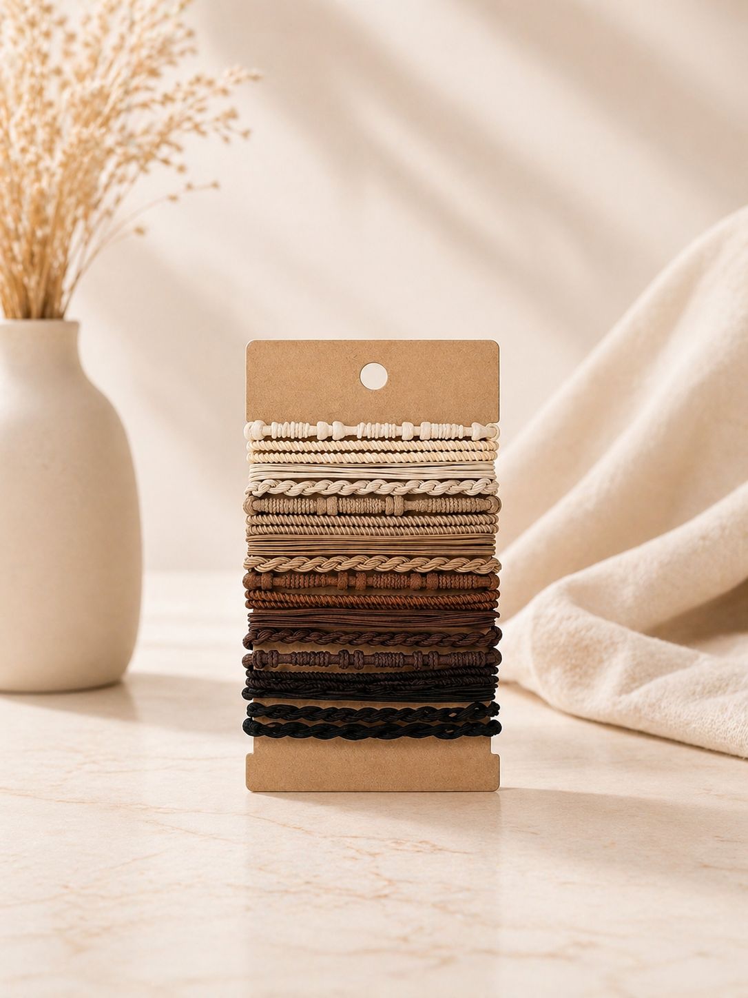 Boho Style Braided Hair Tie Bracelets - Earth Tone