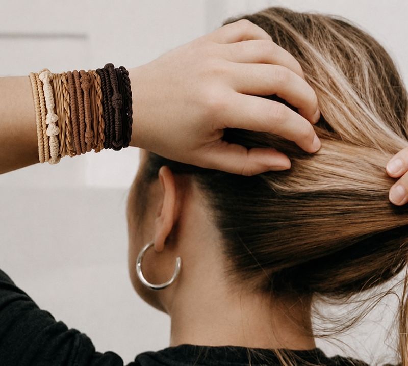 Boho Style Braided Hair Tie Bracelets - Earth Tone