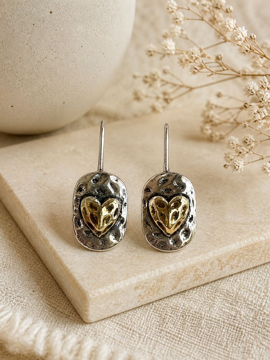 Golden Heart Drop Earrings