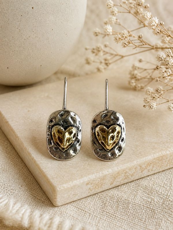 Golden Heart Drop Earrings