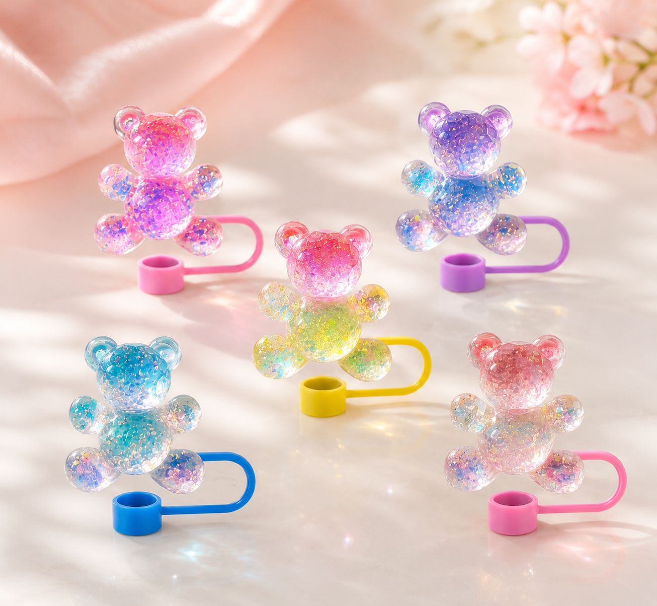 Sparkle Bear Straw Charms