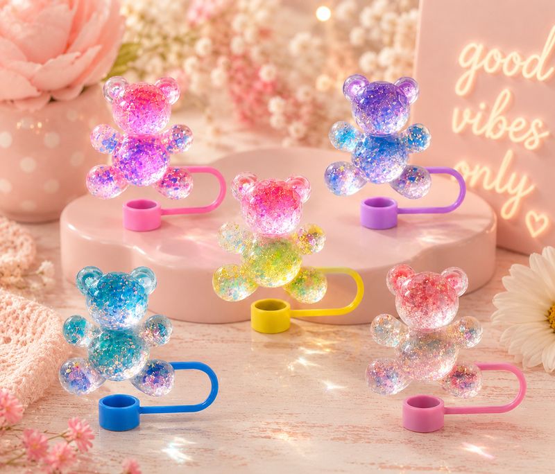 Sparkle Bear Straw Charms