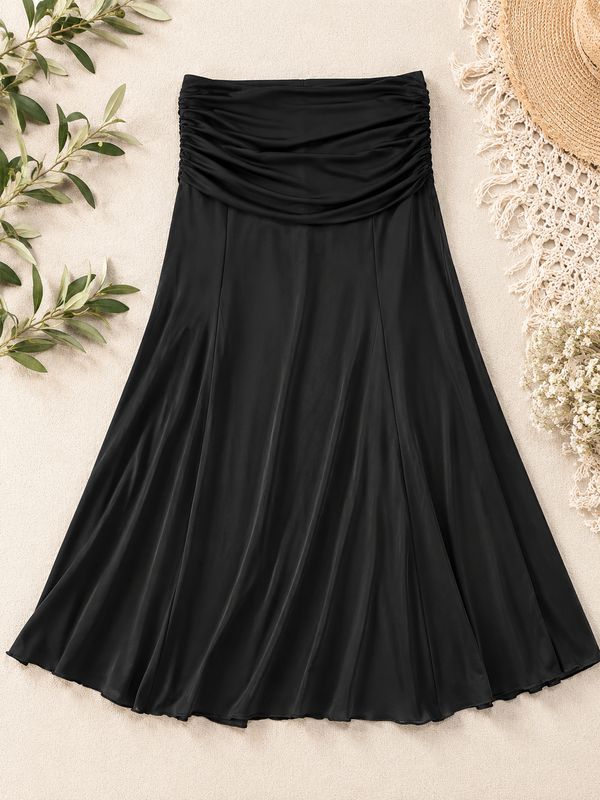 Midnight Grace Ruched Maxi Skirt