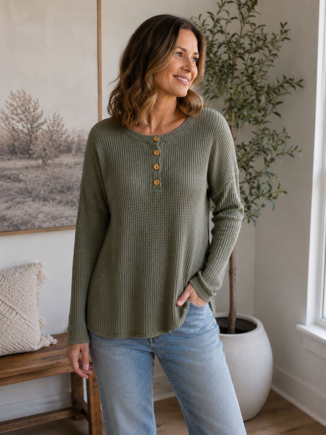 Sage &amp; Simple Waffle Knit Top - large