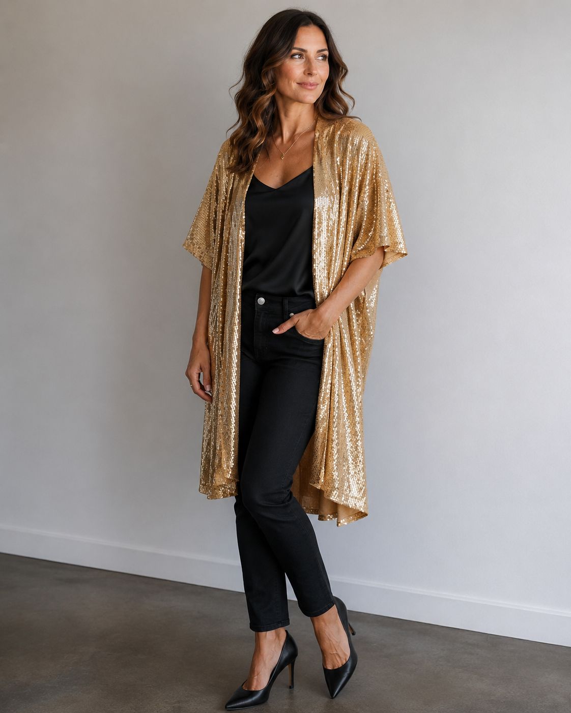 Golden Hour Glam Sequin Kimono