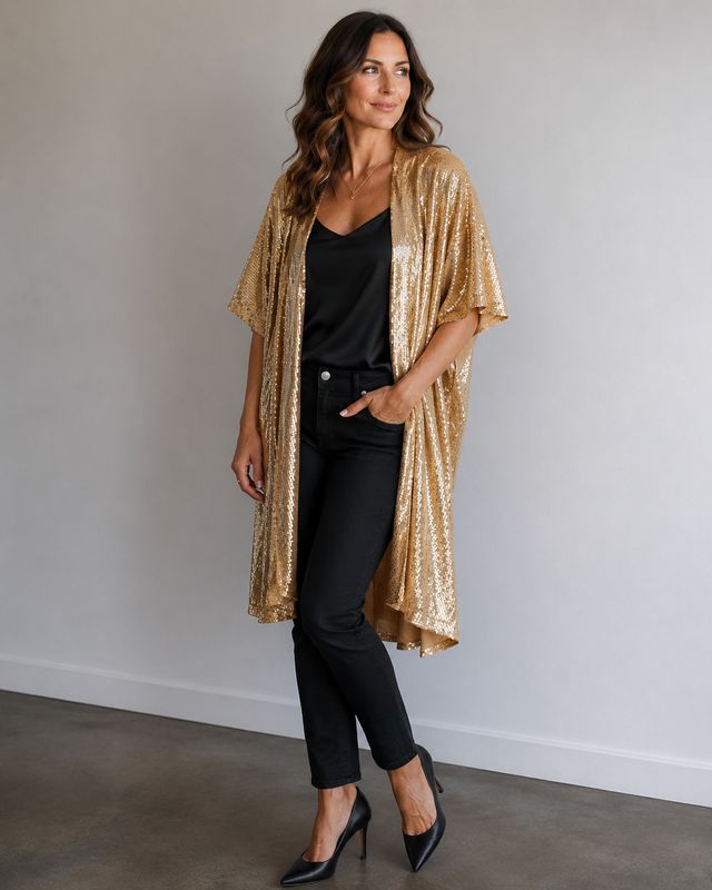 Golden Hour Glam Sequin Kimono