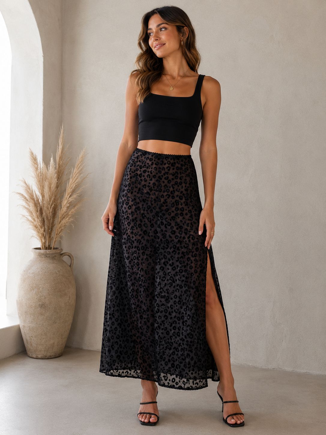 Dark Romance Leopard  Maxi Skirt