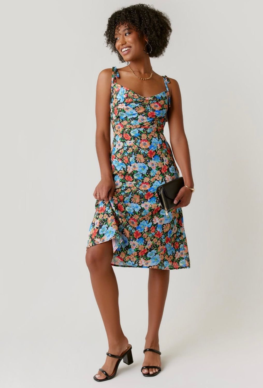 Giovanna Tie Strap Floral Midi Dress - XL