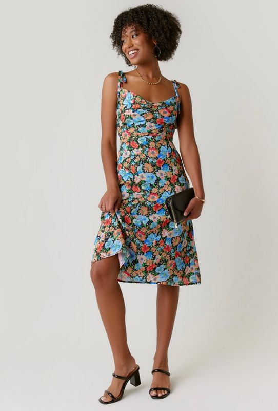 Giovanna Tie Strap Floral Midi Dress