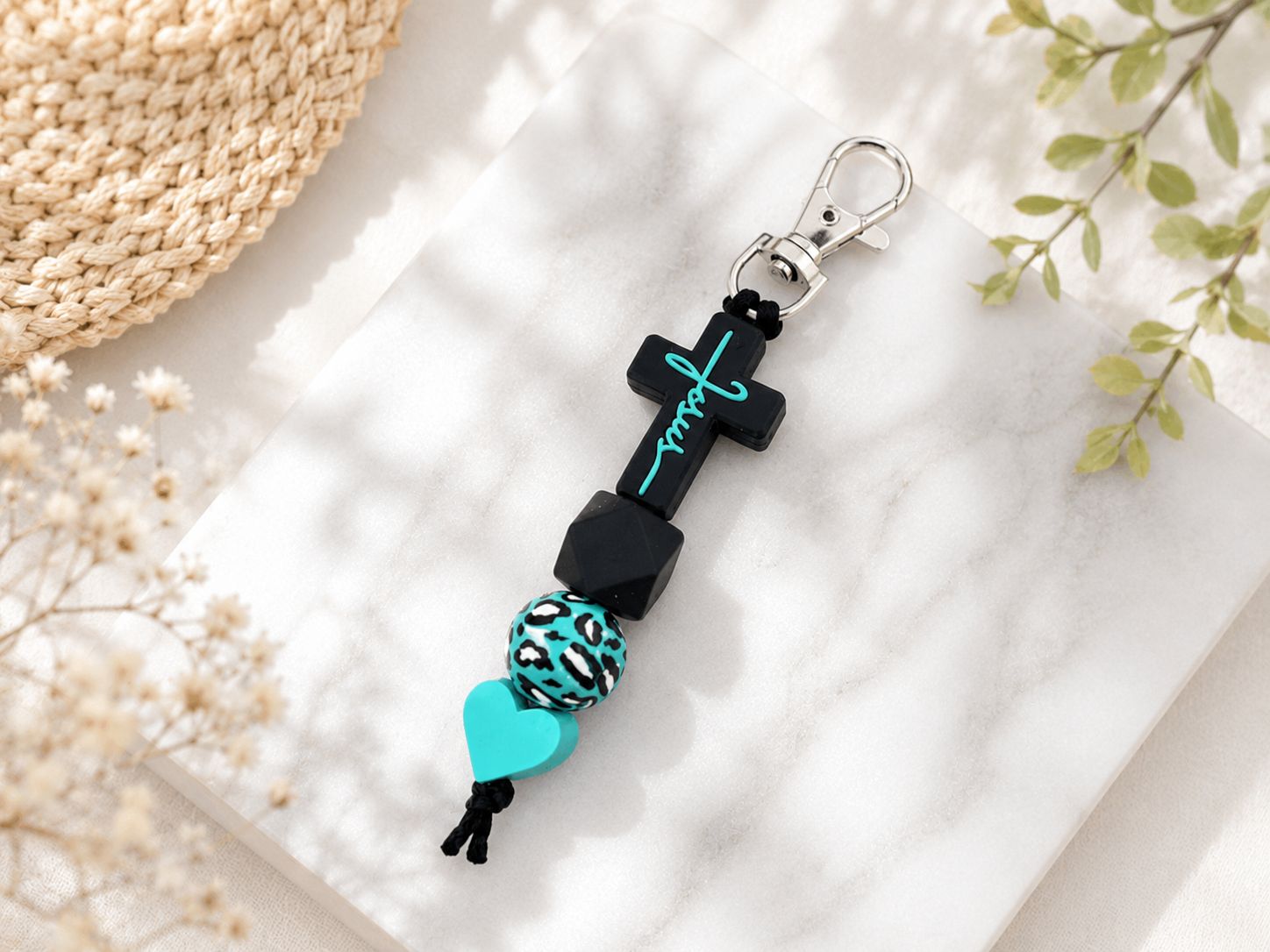 Faith &amp; Fierce Beaded Keychain