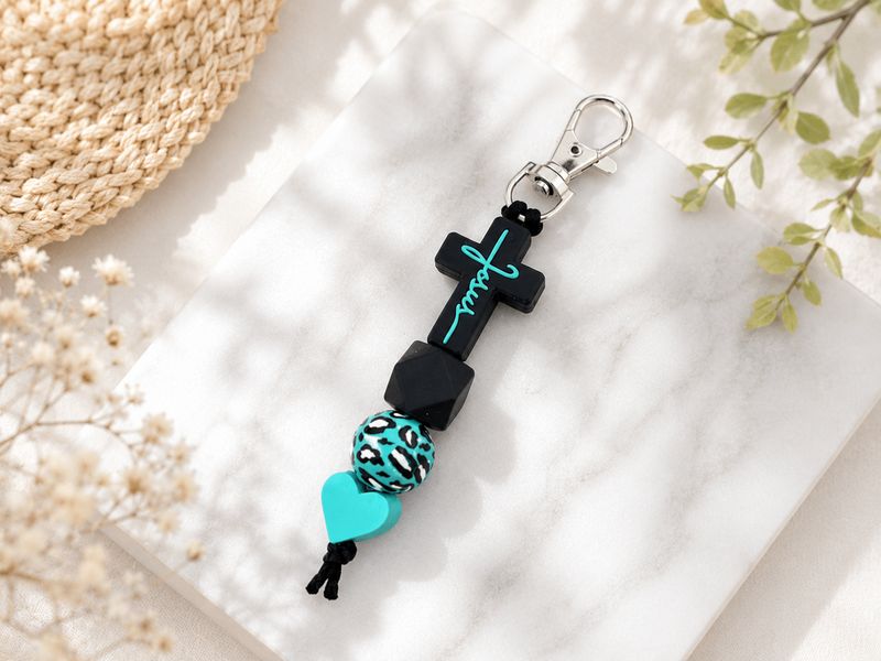 Faith &amp; Fierce Beaded Keychain