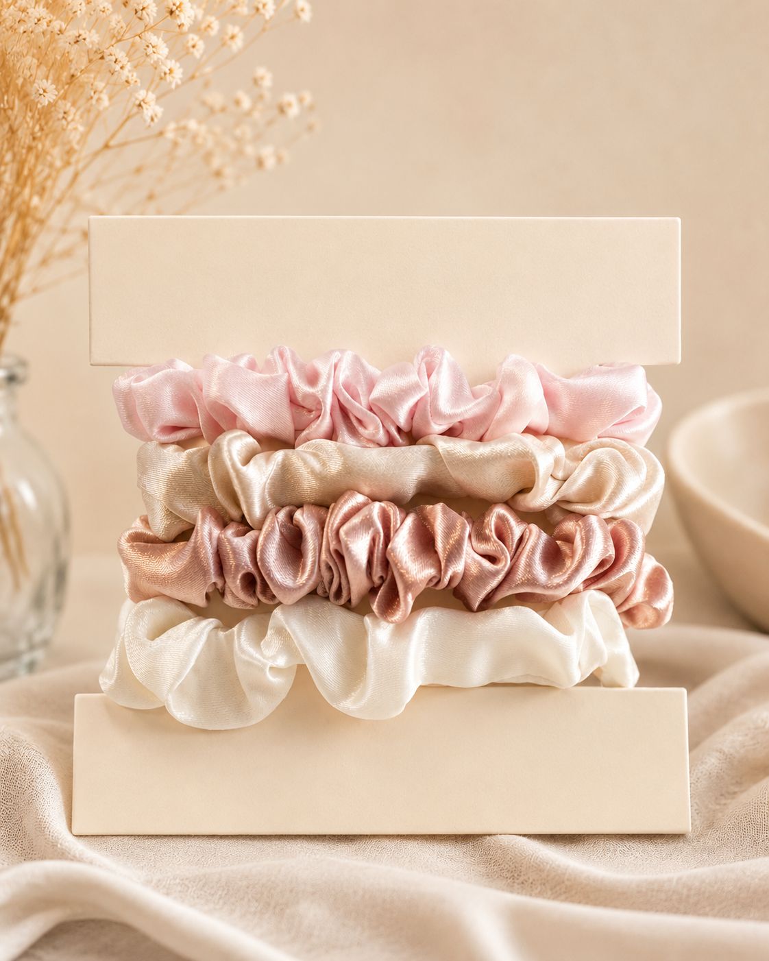 Blush &amp; Bloom Satin Scrunchie Set