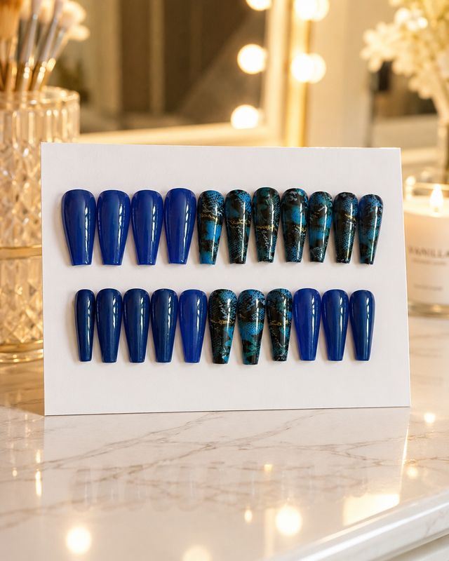 Electric Sapphire Custom Press-On Nails