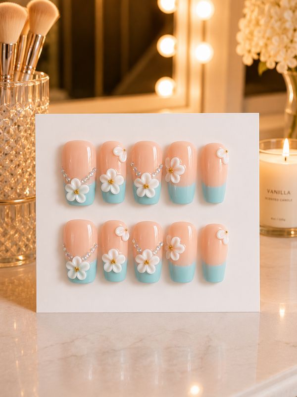 Tiffany Daisy Delight Custom Press-On Nails