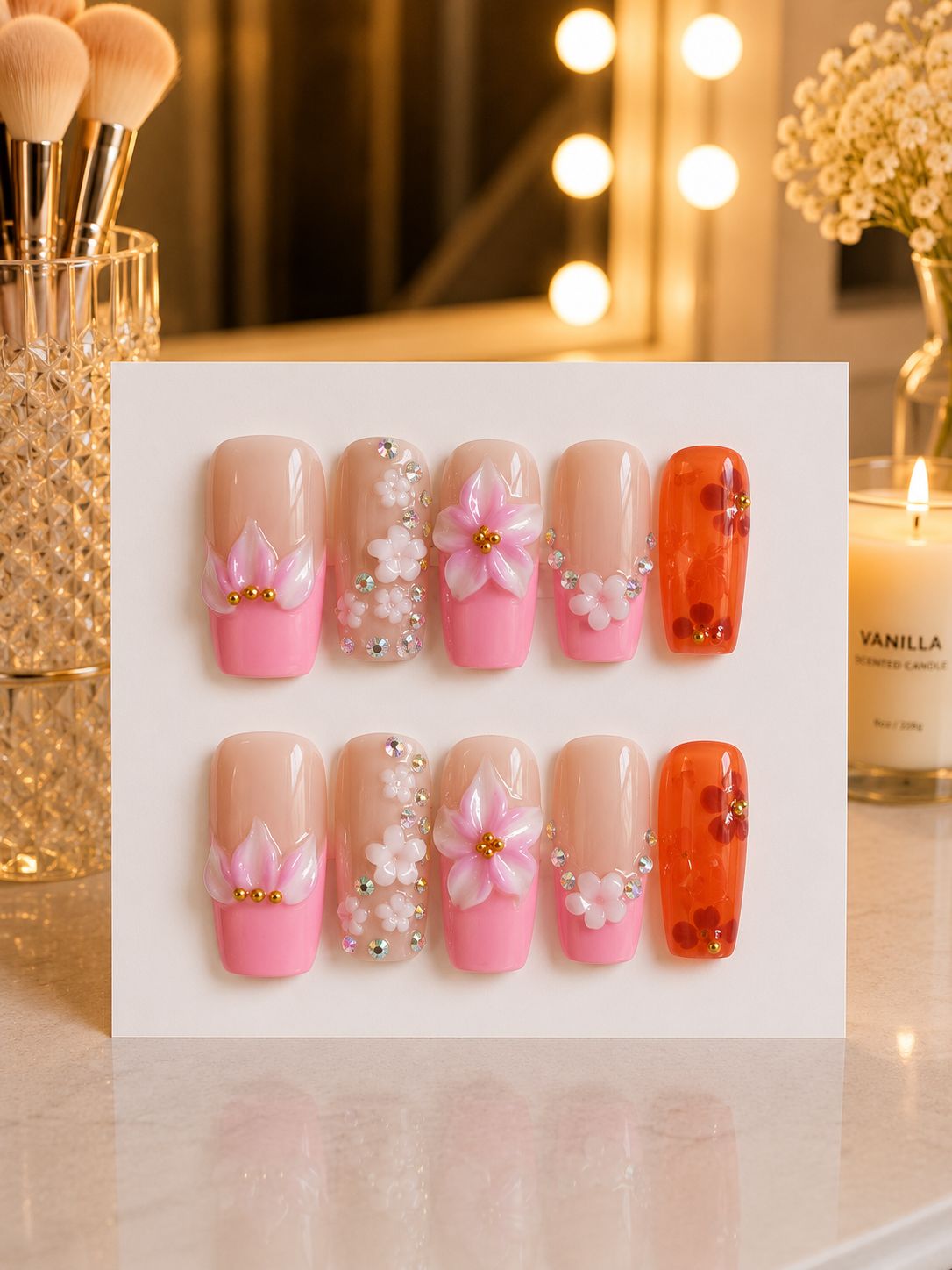 Tropical Blush Custom Press-On Nails