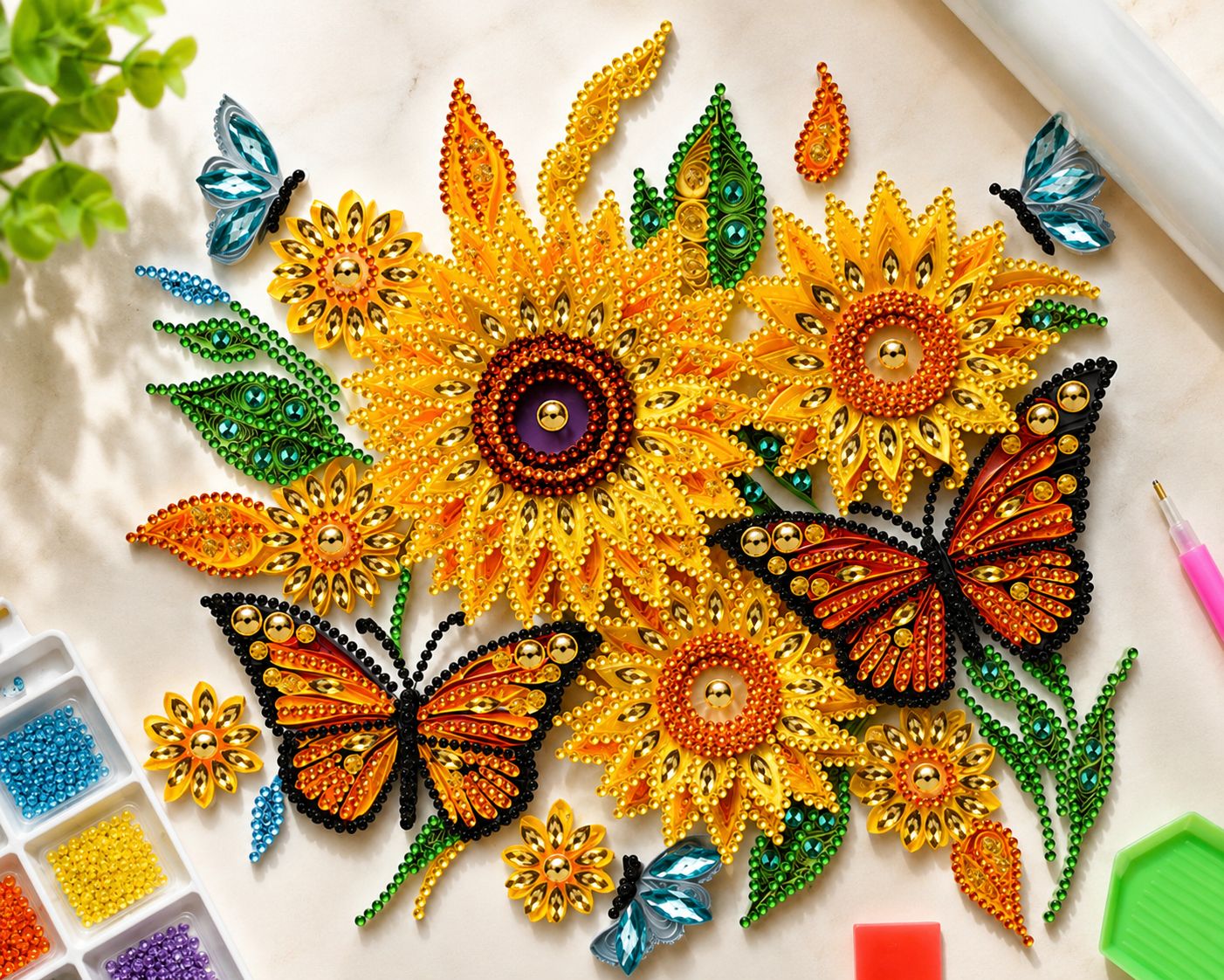 Sunflower &amp; Butterfly Sparkle Diamond Art Kit