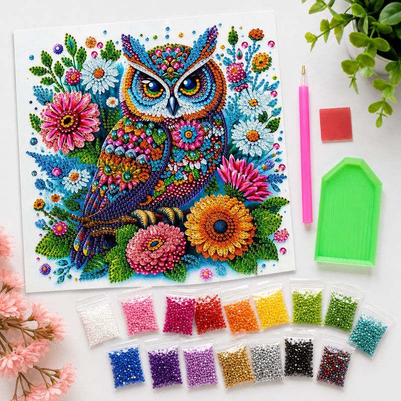 Jewel Garden Owl – Diamond Art Kit