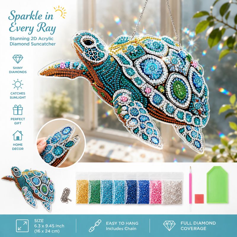 Ocean Jewel Sea Turtle Diamond Art Suncatcher Kit