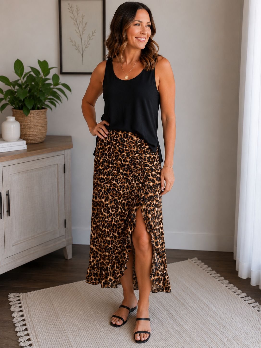 Wild at Heart Leopard Ruffle Maxi Skirt