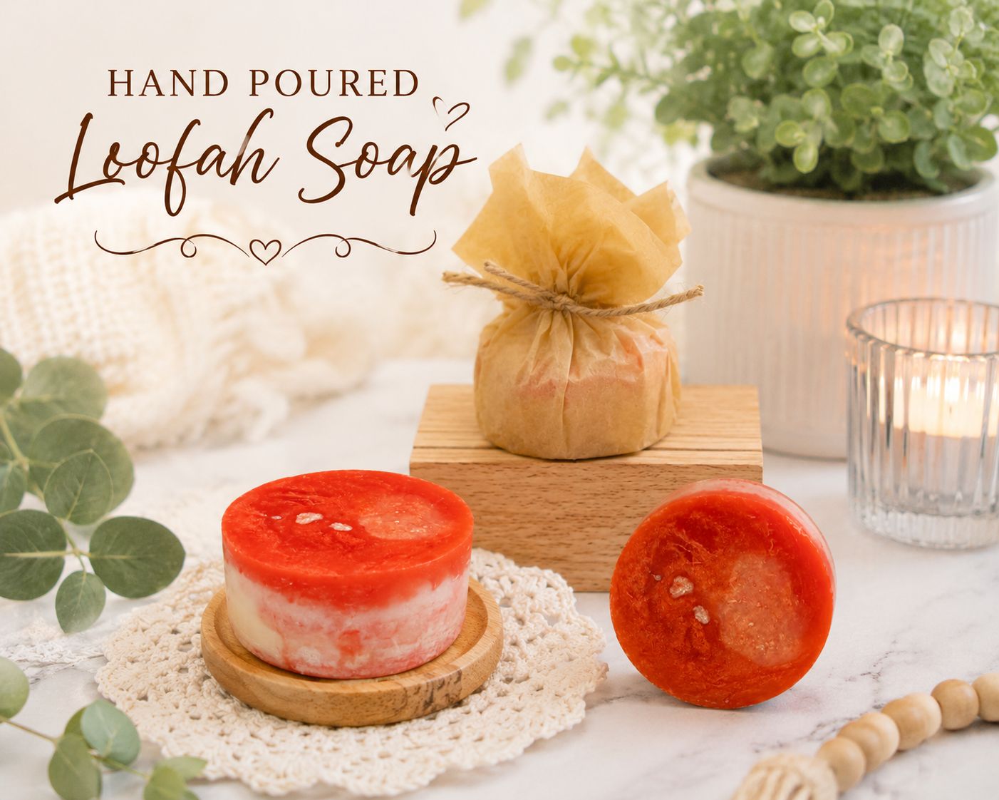 Sunset Bloom Hand Poured  Loofah Soap