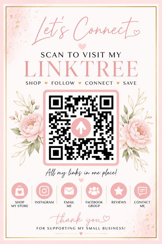 Custom Linktree QR Code Sign | Personalized QR Code Display for Vendor Events, Craft Shows &amp; Small Business