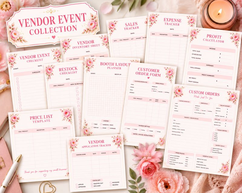 Vendor Event &amp; Craft Fair Collection Printable Bundle | 12 Small Business Planning Templates